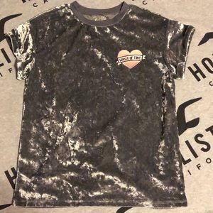 Grey, velvet, short sleeve T-shirt